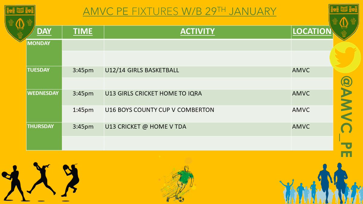 Clubs &amp; Fixtures this week...