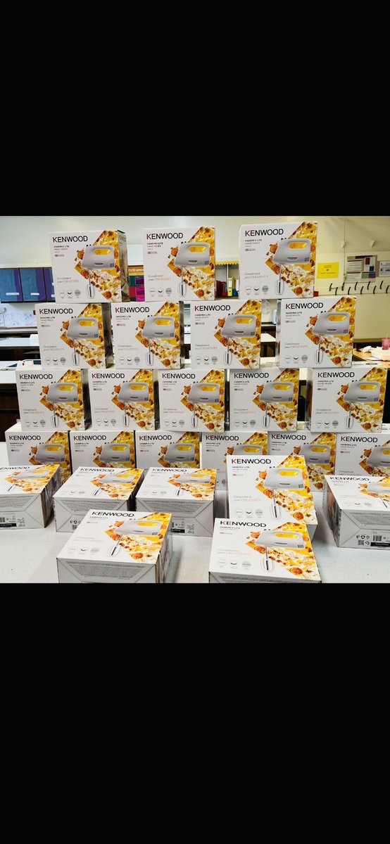 Thank you so much <a href="/HarlawPC/">HarlawParentCouncil</a> &amp; all the parents <a href="/harlaw_academy/">Harlaw Academy</a> who supported the Christmas raffle. We received 25 Hand Mixers today 🎉 We can’t wait to use them with the pupils 👩‍🍳