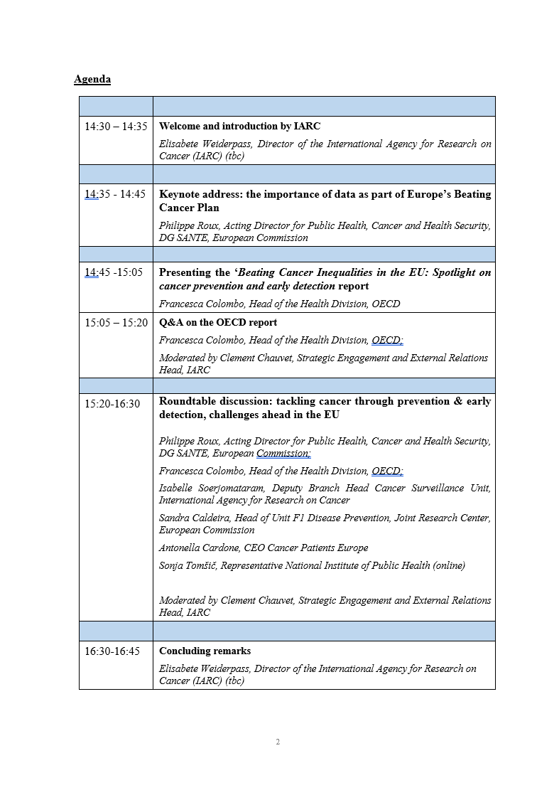IARCWHO's tweet photo. 🗓️Save the date!
Next Monday, 5 Feb at 14h30, IARC will host the launch of @OECD's “Beating #Cancer Inequalities in the #EU: Spotlight on cancer prevention &amp; early detection” report, a milestones of the European Cancer Inequalities Registry.
Watch it live!
https://t.co/duDSnCuEGW https://t.co/uVd8sPg1tL