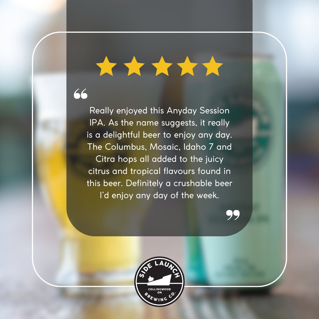 We've heard our Anyday Session IPA is perfect for any day 😉 If you've fallen in love with our Anyday Session IPA, we want to hear from you! Pick one up from you local @lcbo and leave us a Google review or shoot us a DM! 🍻 #SideLaunch
