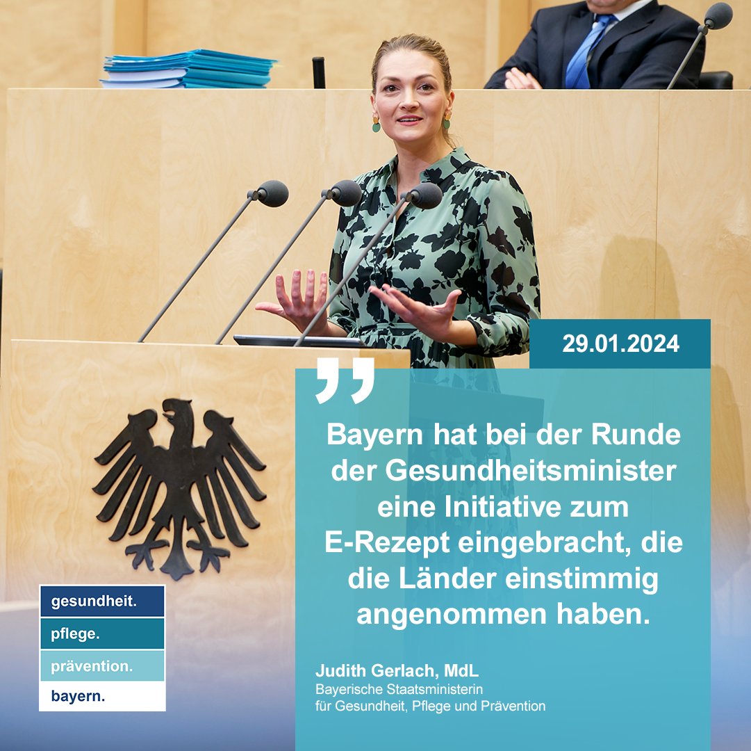 Bayerns Gesundheitsministerin bringt erfolgreich Initiative in Runde der Gesundheitsminister ein. Gerlach fordert von Lauterbach Nachbesserungen beim E-Rezept. stmgp.bayern.de/presse/gerlach… #gesundheit #bayern