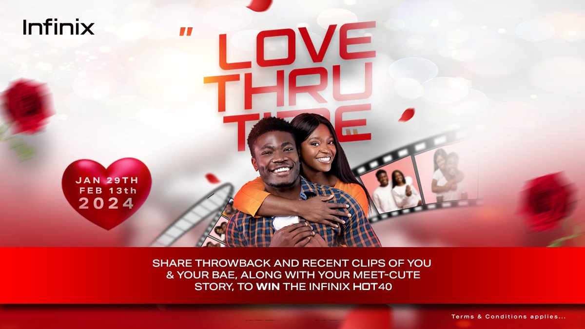 InfinixNigeria's tweet photo. Love is in the air!! ❤❤

Join our Valentine Challenge and share your nostalgic love moments for a chance to win the latest #InfinixHOT40 device. 

To Participate:

1. Follow @InfinixNigeria
2. Share a throwback and recent video of you and your bae.
#LoveThruTime https://t.co/BuBKkTnArY