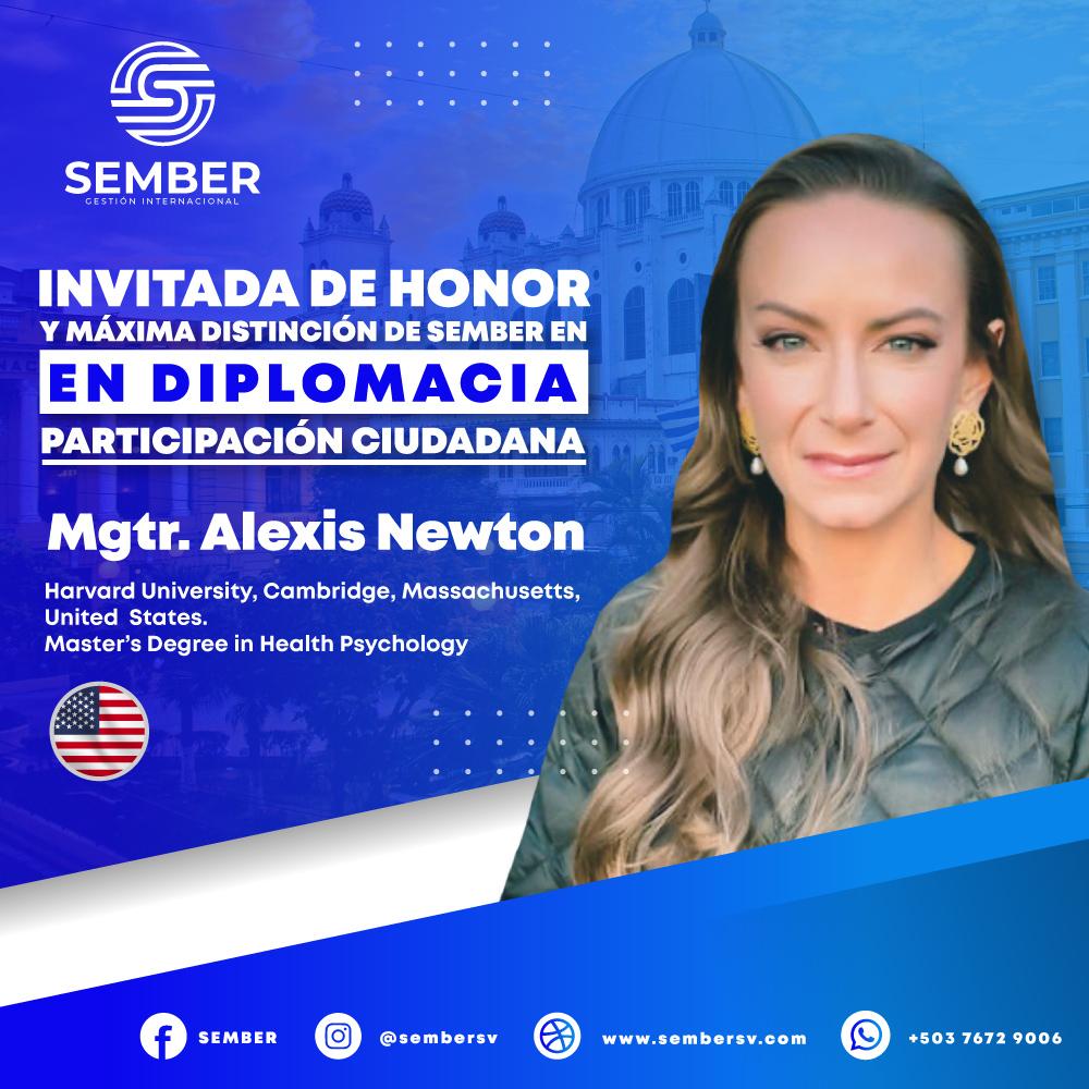 Sembersv's tweet photo. Descubre la inspiradora historia de Alexis Newton, líder en diplomacia y una de las  mujeres más destacadas por su filantropía en lo social, en lo profesional es Mgtr. en Harvard University. ¡Únete a su conferecia magistral en la Primera Jornada! 🌟🎤 #Sembersv #sember24 https://t.co/biaaopPkcv