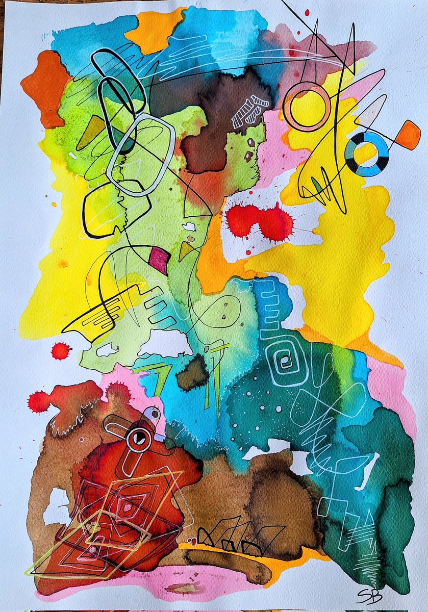 New abstract works. Mixed media on water colour paper.