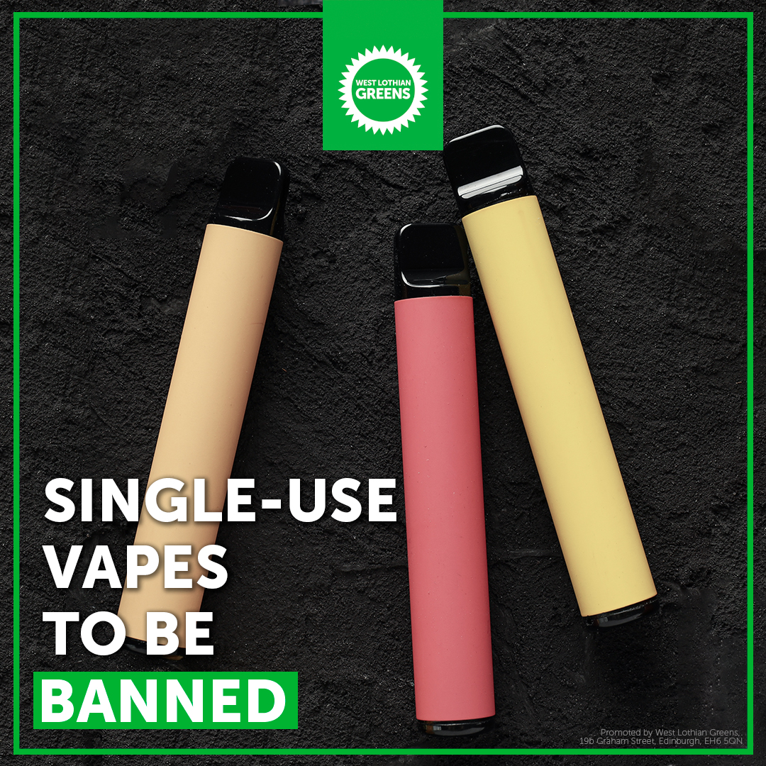 🟢Today, @lornaslater announced the Scottish Government's intention to ban single-use vapes.

♻️Less than half of these devices are currently recycled in the UK and more than 1.3 million end up littered on our streets each week.

#WestLothian #BanDisposableVapes