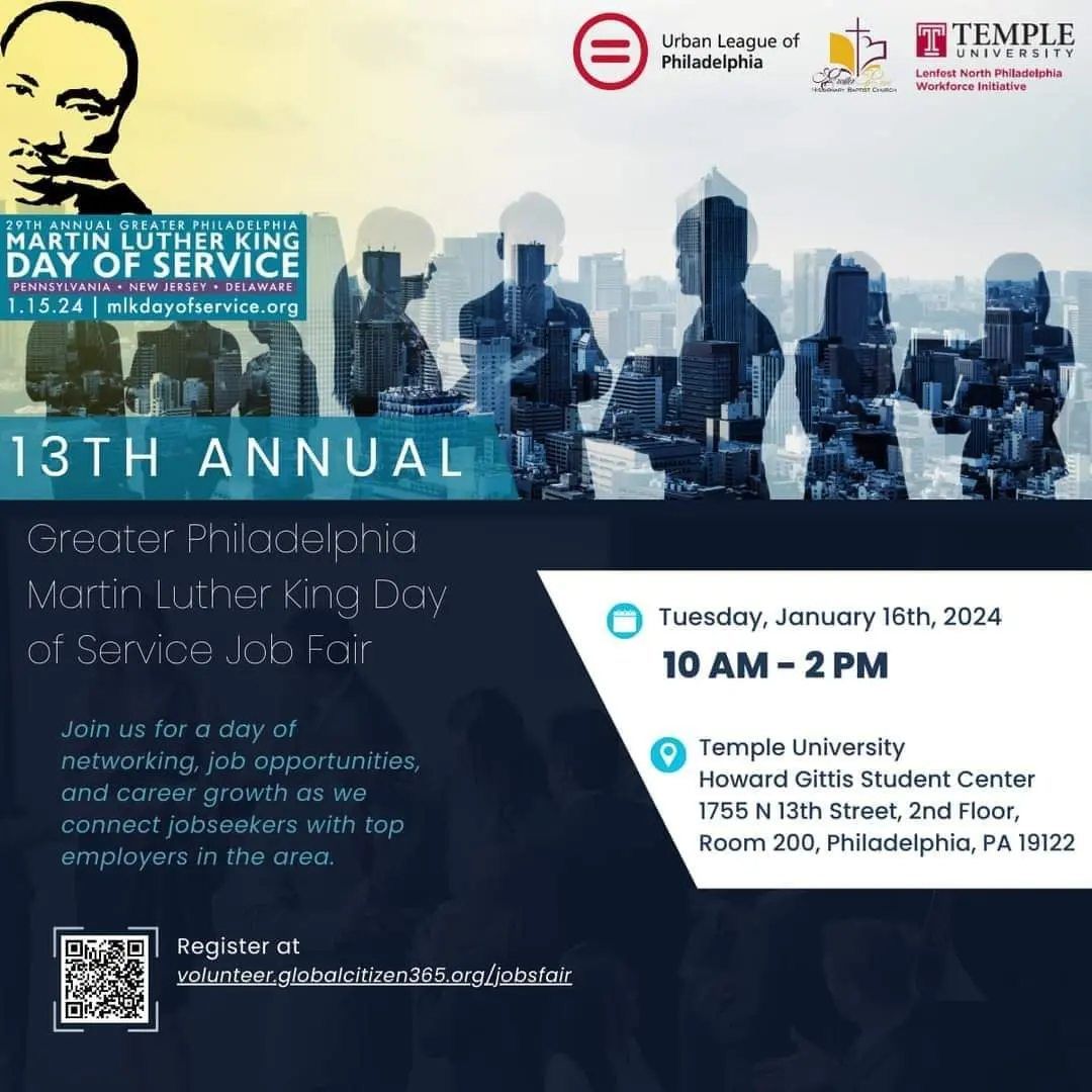Reminder that the upcoming 13th annual Jobs & Opportunity Fair as part of the King Day of Service was rescheduled to *tomorrow* See flyer for details!