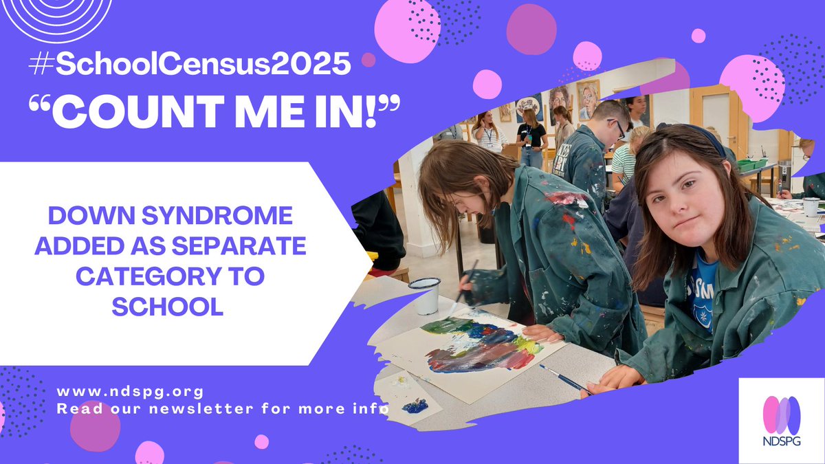 Count us in!  Great news that Down syndrome will be included in the School Census from Jan ’25. Find out more here: shorturl.at/deq34 #SchoolCensus2025 #CountMeIn #DownSyndromeAct
@portsmouthdsa @liamfox @GillianKeegan @mariacaulfield @educationgovuk