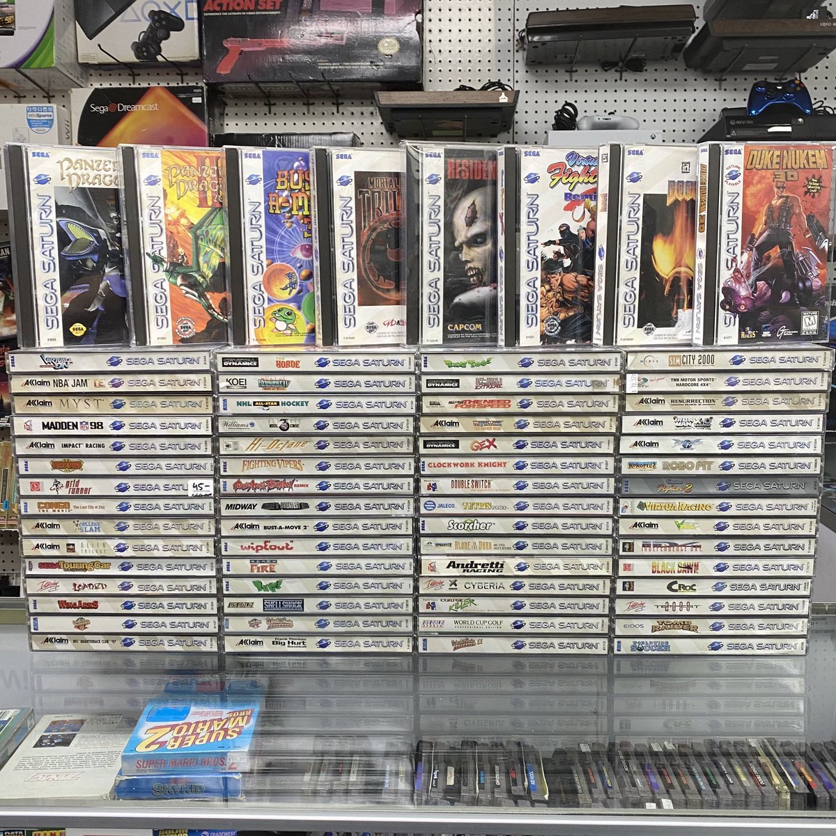 PlayRavenGames's tweet photo. A HUGE SEGA Saturn collection in today! If you’re looking to downsize we are always buying!! https://t.co/t7VsvZPIZe