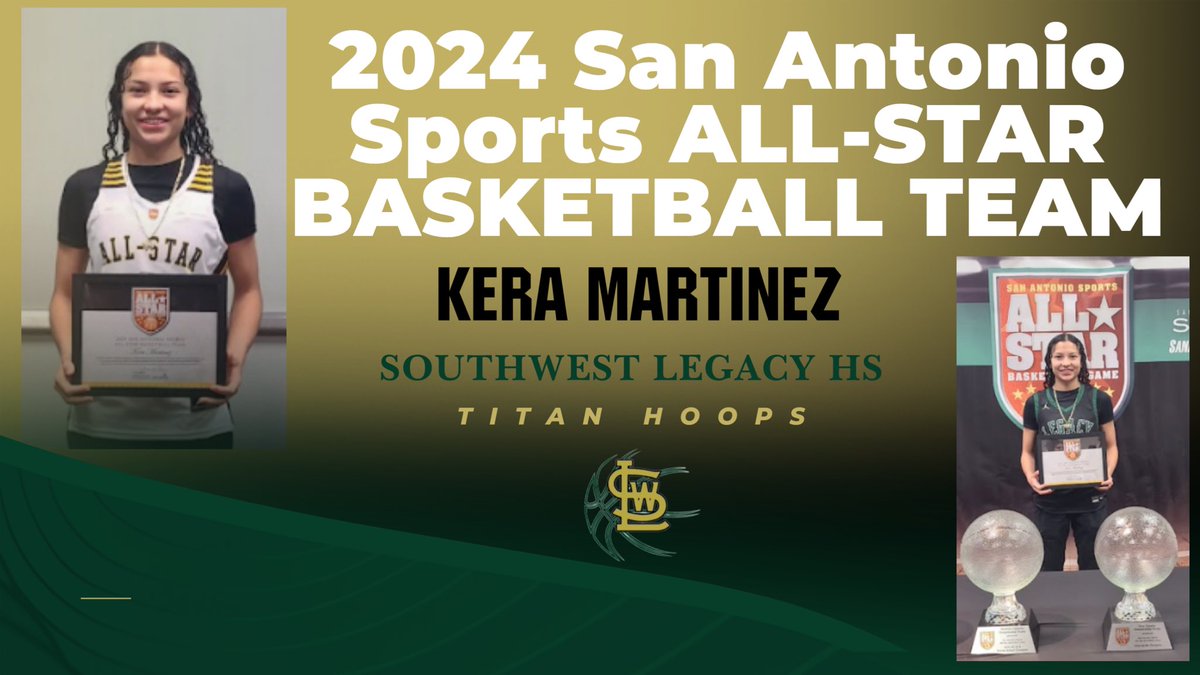 Congratulations to our PG Kera Martinez for being apart of the 2024 SA Sports ALL-STAR 🏀 Team💚💛
Titans Hoops is proud of you! Keep representing!
⁦@swisd_swlhs⁩ ⁦@swisd_athletics⁩ #SAALLSTAR