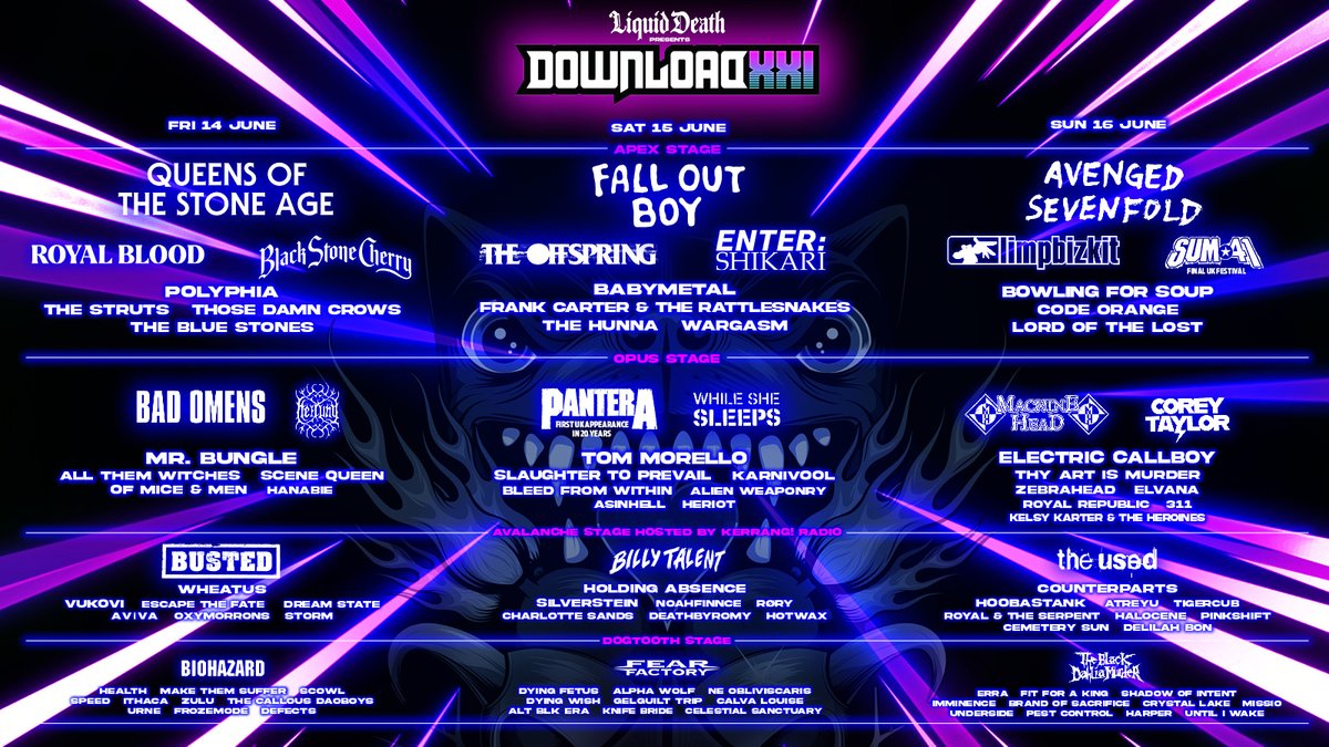 We're playing Download this year. Truly delighted to be able to tick this one off the bucket list & also to be playing on the best stage of the weekend alongside @zululosangeles @Scowl40831 @urneband & our sweet angels @callousdaoboys #DLXXI