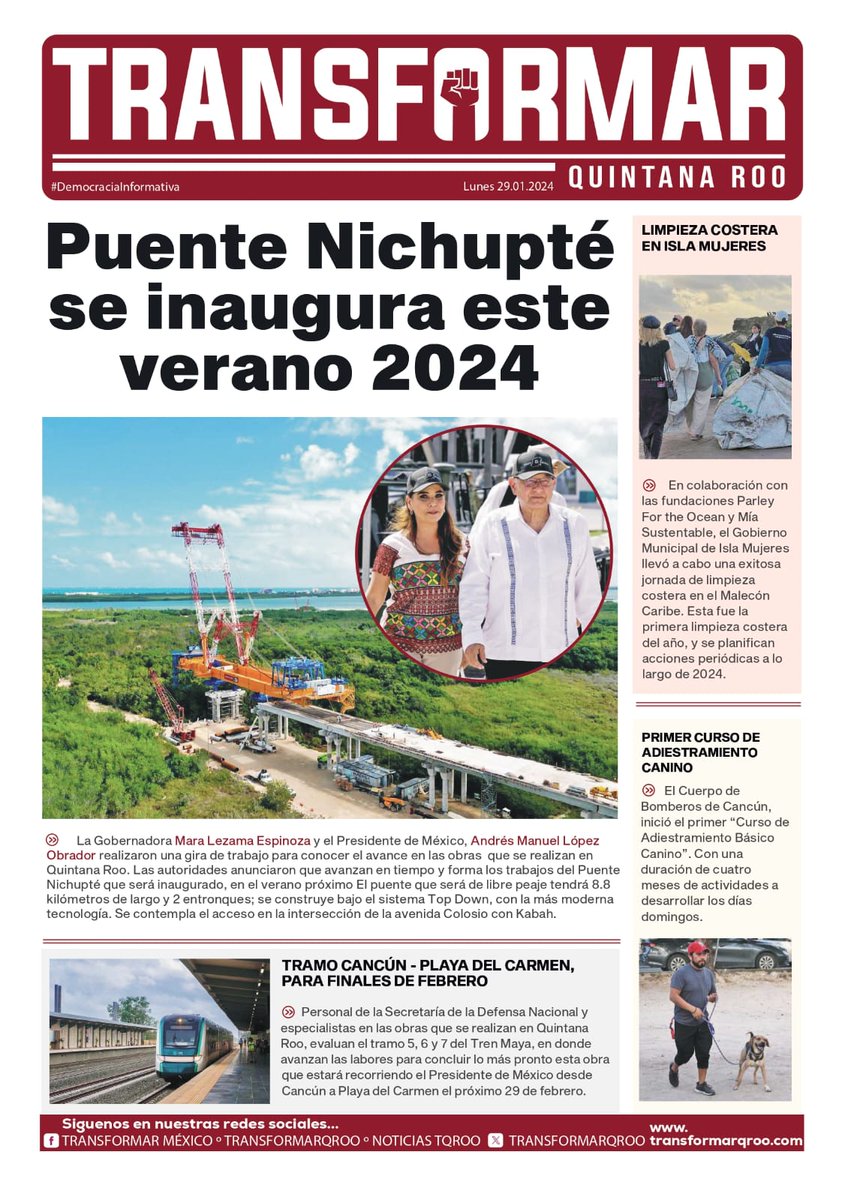 🗞️En <a href="/TransformarQRoo/">TransformarQroo</a>, estamos para informarte lo más positivo de nuestro Estado, todos los días. 
✅#Transformarqroo / Democratizando la Información.
