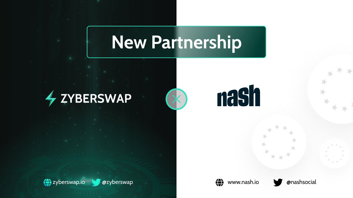 zyberswap's tweet photo. 💎 Partnership with Nash 💎

Zyberswap is now officially partnered with @nashsocial, an EEA-registered and compliant Fiat on Ramp provider!

Get ready for fast, safe, and efficient cash transfers between traditional banks and #Crypto!

Coming soon to #Zyberswap v2.0! https://t.co/vDF0wuZq51