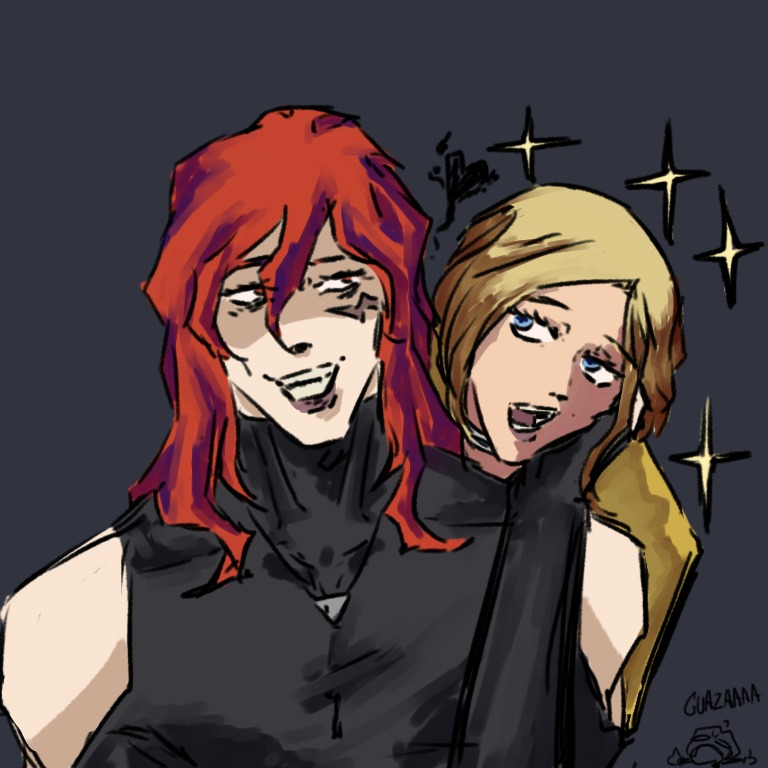 LoveMacabre's tweet photo. Benimaru and Freeman drawn as a gift by my lovely Akuma Pilot 💖💖💖! (Freeman's painted lips❤️🔥)
#紅丸xフリーマン #BenimaruxFreeman #餓狼MOW #FreemanMOTW #フリーマン餓狼MOW #二階堂紅丸 #フリー紅 #FreemanGarou #BenimaruNikaido #SNK #KOF #FreemanxBenimaru #LoveReplica #BL #garouMOW https://t.co/EAlQm9N4Xb
