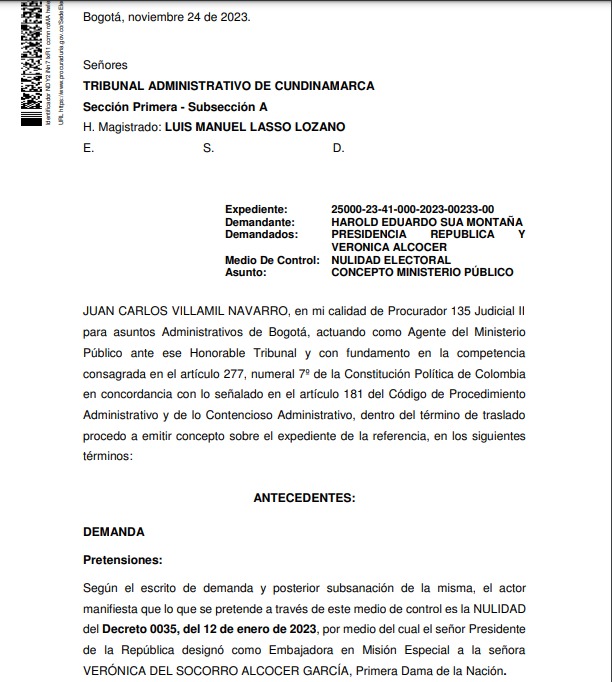 lafm's tweet photo. #Noticia | Procuraduría pidió que se acaben los viajes de la primera dama Verónica Alcocer en calidad de "embajadora de misiones especiales". Precisó que además de tener inhabilidad por ser la esposa del presidente Petro, no tiene calidad de funcionaria, por lo que "no se le pueden asignar viáticos".