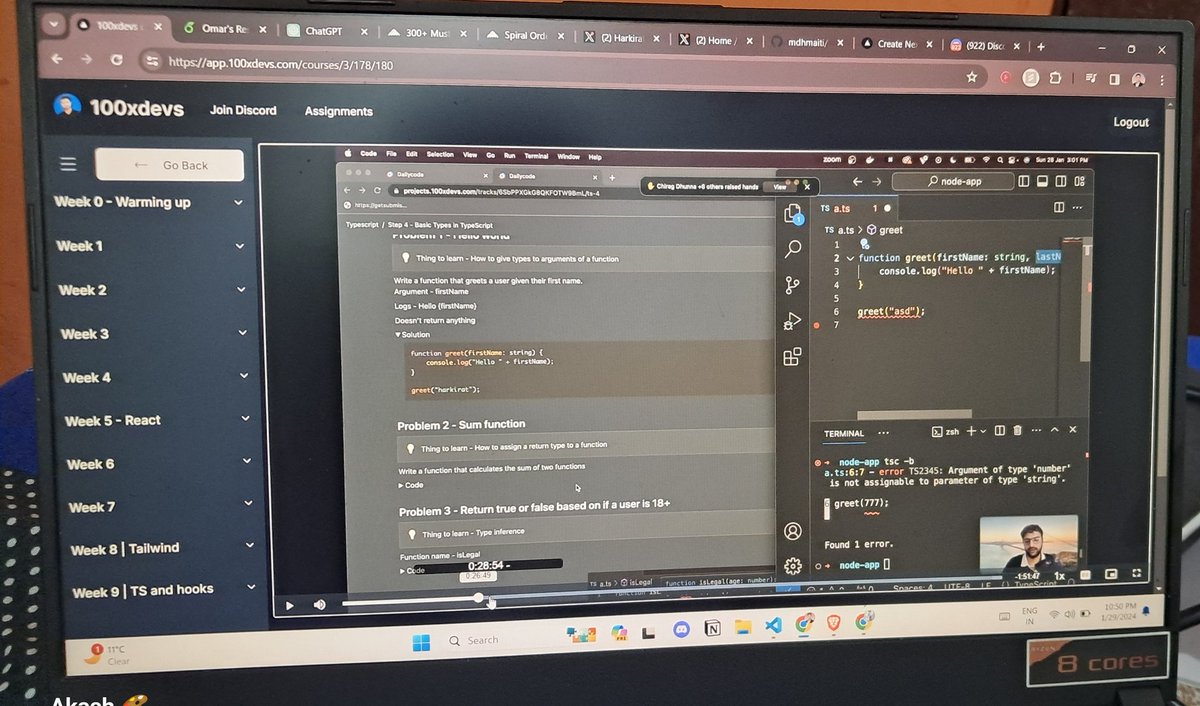 CoderAkash108's tweet image. Excited to embark on a 180-day web development challenge! 📷 Today marks Day 07/180 as I dive into the world of bsics of TypeScript with #100xDevs  cohort. 📷 Follow my journey and let&apos;s #CodeToTheFuture together! 📷 📷@kirat_tw