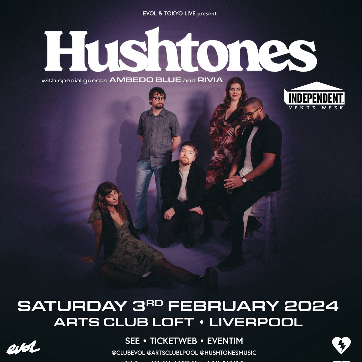 𝐒𝐔𝐏𝐏𝐎𝐑𝐓 𝐀𝐍𝐍𝐎𝐔𝐍𝐂𝐄𝐌𝐄𝐍𝐓 Delighted to add @Ambedo_Blue and @RIVIA_BAND as special guests to @Hushtonesmusic at their @artsclublpool show as part of @IVW_UK this coming Saturday February 3rd. #IVW24 Tickets available via @seetickets here: seetickets.com/event/hushtone…