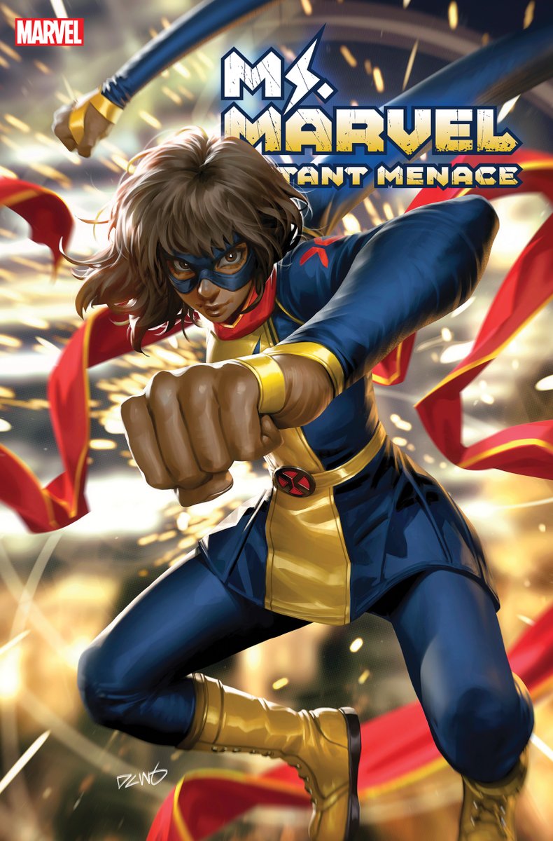 This March, Kamala Khan returns to Jersey City as a full-fledged member of the X-Men in Iman Vellani, Sabir Pirzada, and @scottygod’s ‘Ms. Marvel: Mutant Menace.” See @DCWJ01’s variant cover for issue #1 and read more now: bit.ly/3SjkdAV #MarvelComics