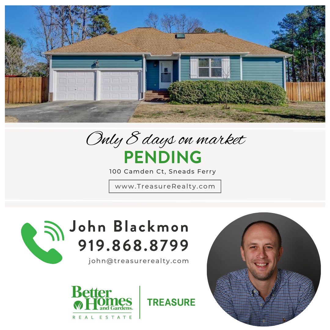 TreasureSales's tweet image. This one is under contract! And only 8 days on market! Call John today 919-868-8799
#trustedlocalexperts #realestate #sold #buying #selling #letstalkmarket