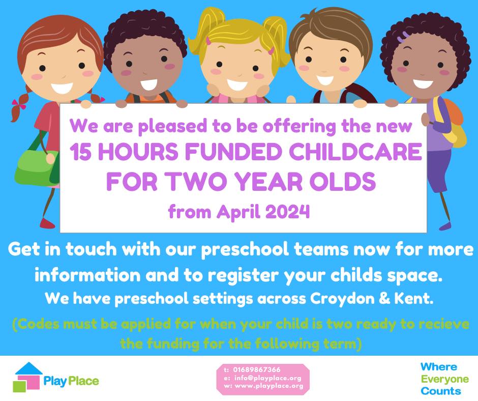 Funding changes coming in April!
- Codes must be applied for when your child is 2
- They can start the term after their 2nd birthday
- Codes must be applied for &amp; recieved before the cut off each term
- Contact your local preschool team now!!
#TwoYearOldFunding #WorkingParents