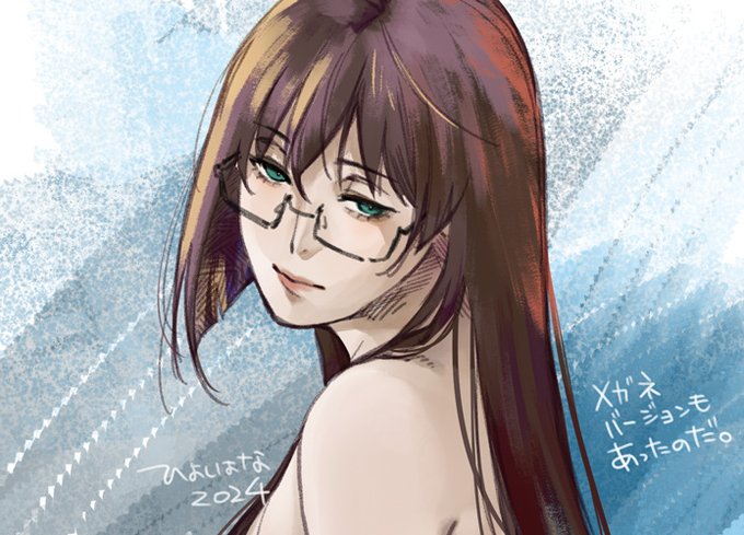 眼鏡バージョンもありました、むしろこっちが先でしたが顔だけ情報が集中したため外しました。死んだ魚のような眼を描きたかったのです。 