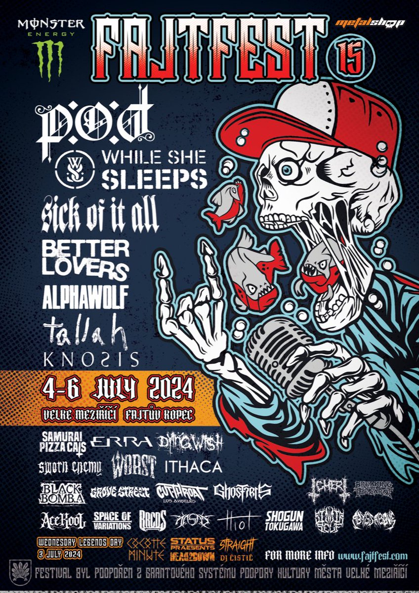 ⚠️://We're excited to make our mainland Europe debut at Fajt Fest in Czech Republic alongside @POD, @whileshesleeps, @SOIANYC, @betterlovers, @AlphaWolfCVLT, @knosis_official, Samurai Pizza Cats, @Erra_Band, @dyingwishhc & more! If we added more Euro shows, where should we go?