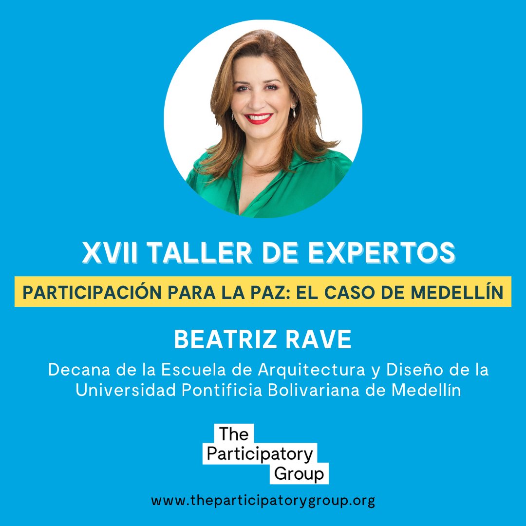 ❓ ¿Te gustaría descubrir cómo la #Participación ha contribuido a la paz en Medellín (Colombia)?

📺 <a href="/BeatrizRave/">Beatriz Rave</a> nos lo cuenta en el XVII Taller de Expertos #TheParticipatoryGroup

Streaming directo:
📅 01-feb
🕓 16:00 h

Síguelo en -> theparticipatorygroup.org/pages/novedades

Colabora: <a href="/UNED/">UNED</a>