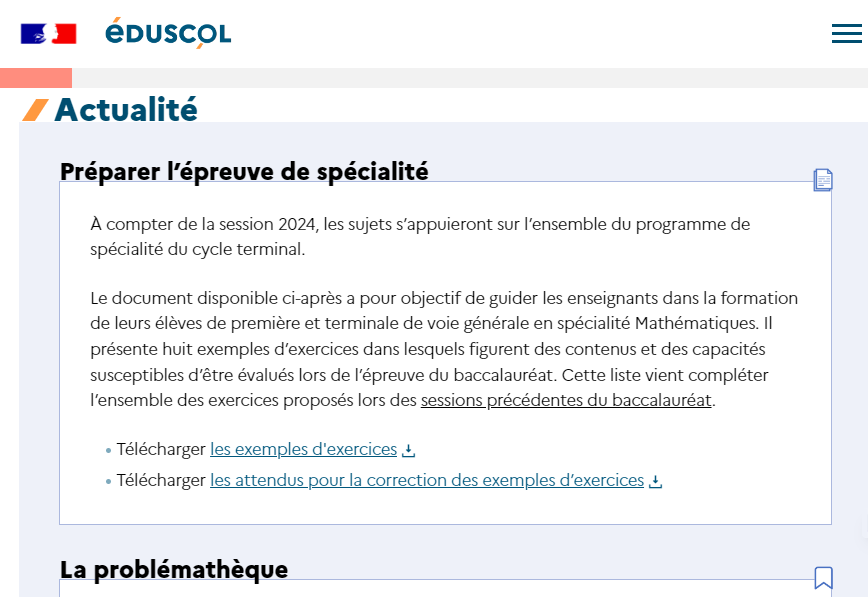 VPantaloni's tweet photo. #Bac #SpéMaths 🆕 sur @Eduscol :
Huit exemples d’exercices dans lesquels figurent des contenus et des capacités susceptibles d’être évalués lors de l’épreuve du bac.
https://t.co/0zPeimWoPm https://t.co/CStGvDLcv8