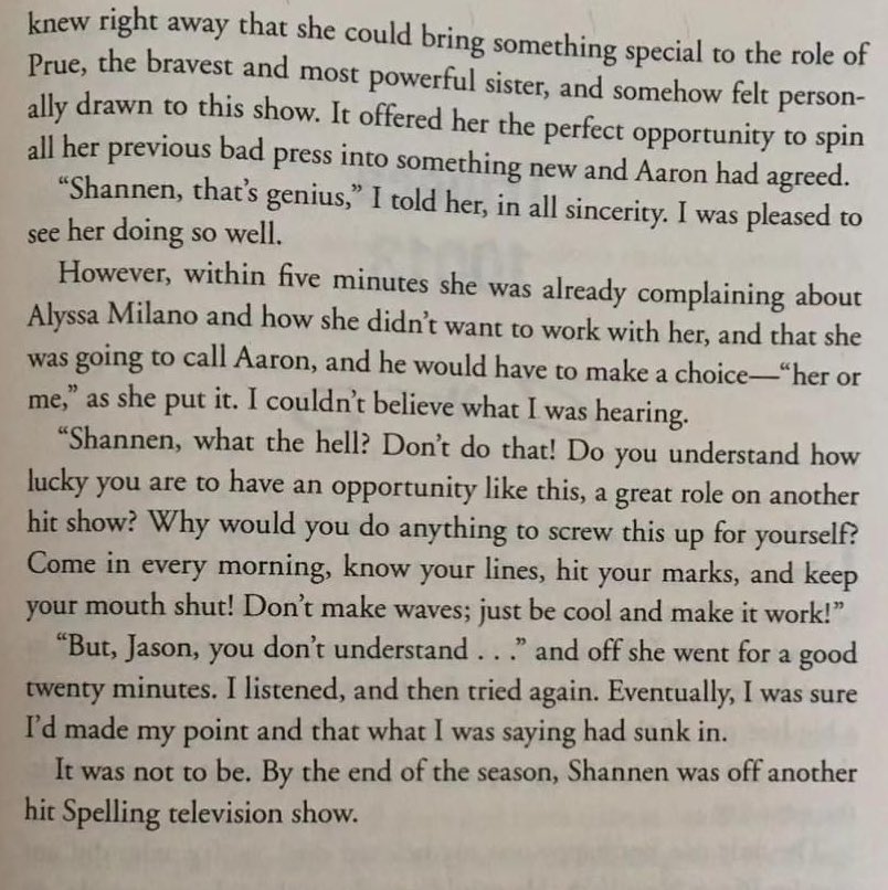 Charmed_Reunion's tweet photo. I wonder why Jason Priestley would “lie” like that or defend Alyssa Milano…🤔😆 #Charmed 

This is from Jason Priestley’s memoir (2015) https://t.co/wj9KYo3iFT