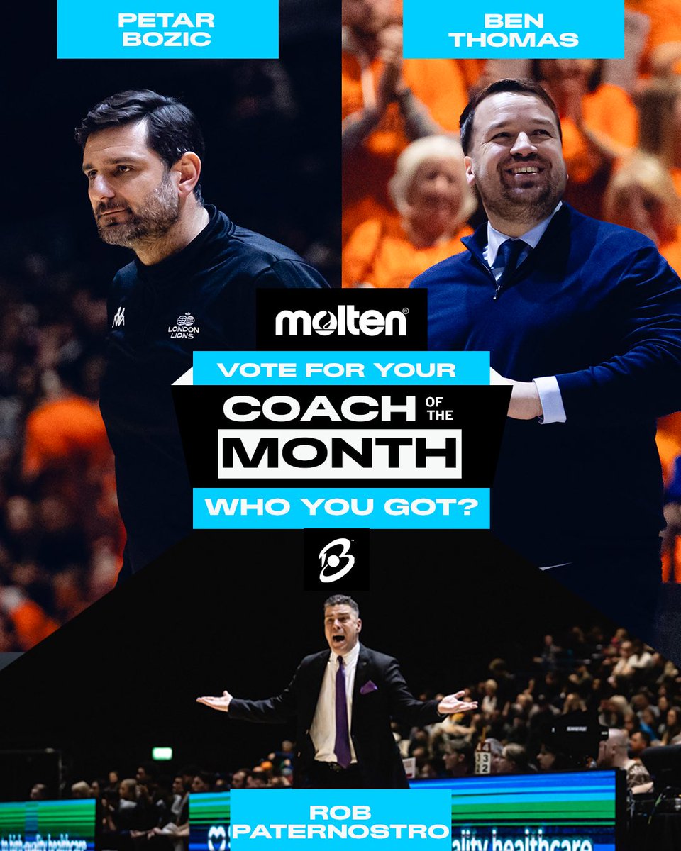 🗳️👀 After an incredible #BritishBasketballLeague Trophy campaign, it’s time to pick your @MoltenSports Kevin Cadle Coach of the Month! 👇 You know the score, head to the poll in the next tweet and cast your vote for who you think should win this month’s award! #UNBEATABLE