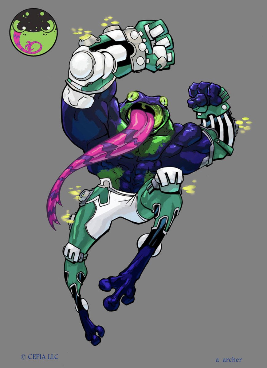 AdamArcherArt's tweet photo. prob  my fave design i did for the awesome toy company #Cepia for their #dagedar toy line 🐸👊

#characterdesign  #conceptart #characterdesigner #conceptartist https://t.co/JVj8BgJGEr