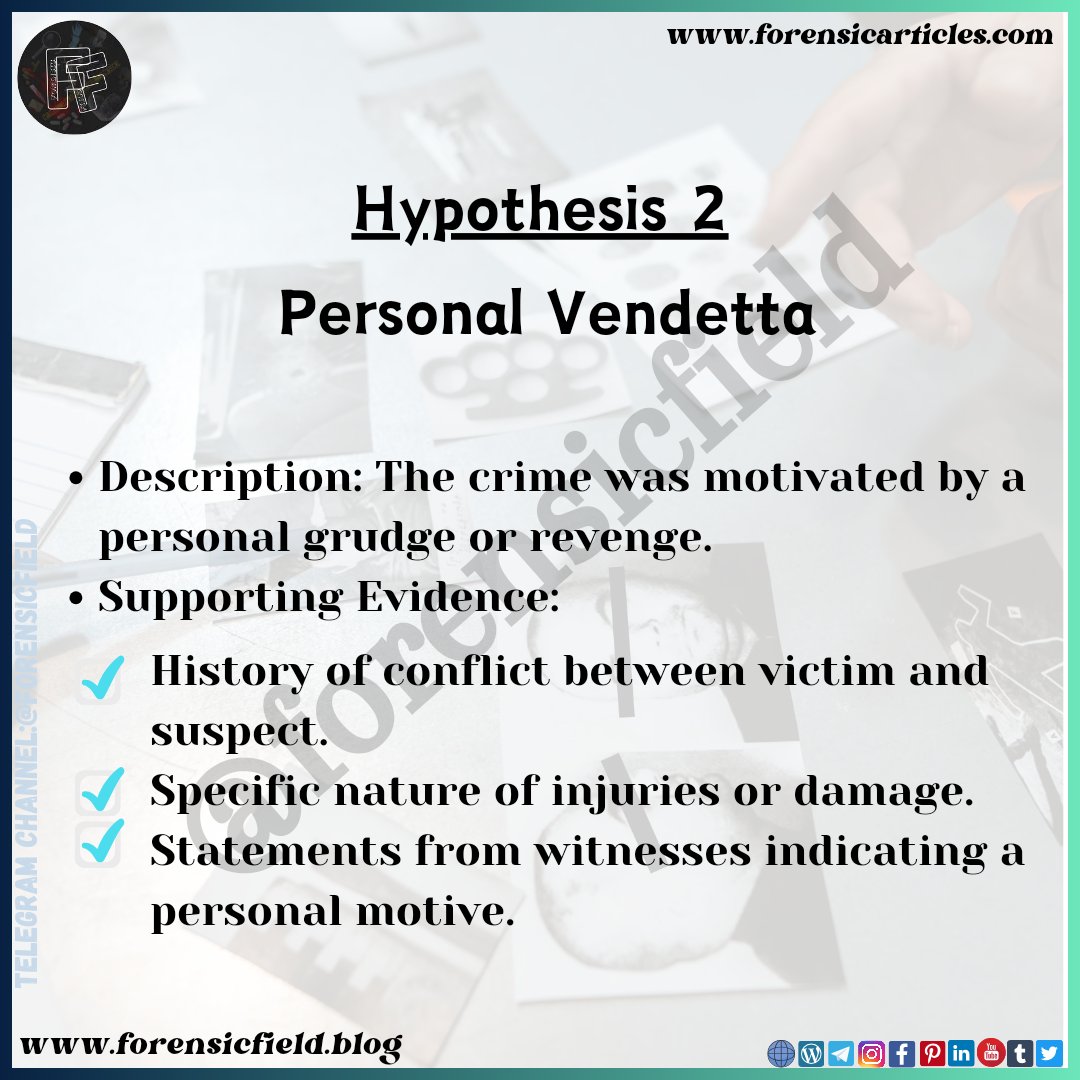 ForensicField's tweet photo. 2 More hypothesis are given in Insta post
__
#forensicinvestigation #forensiccriminology #forensicscience #forensicfield #crimescene #crimesceneinvestigation #crimescenereconstruction #hypothesis #fact https://t.co/kjKgfC1stM