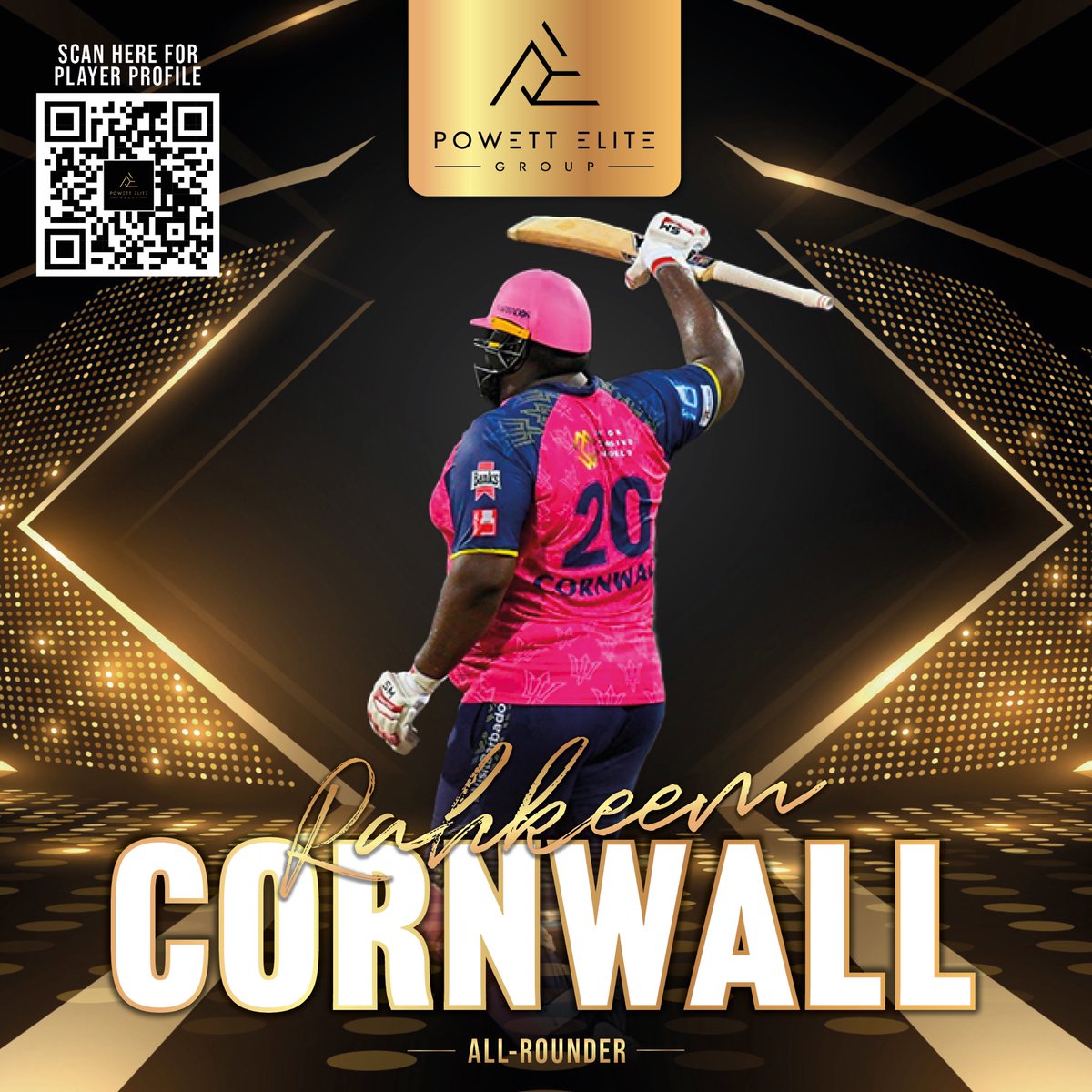 Rahkeem Cornwall is here!! 🏏 🆘 

Scan the QR code to see his full player profile 🙌🏼
.
.
.
.
.
.
.
#rahkeemcornwall #jimbo #bighitter #destructive #t20 #playerprofile #cricketnews #cricketlover #cricketfever #cricketfans #clientnews #teampowett #client #clientmanagement