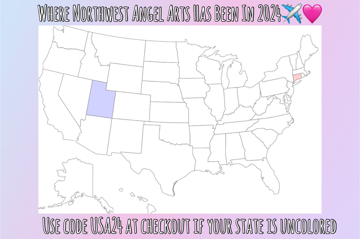 NWAngelArts's tweet photo. If your state is uncolored, use code USA24 at checkout for 20% off! 

Help me reach my art to all 50 states by the end of 2024 🥺💕✨

https://t.co/pR8olroCli 

It’s my dream to one day get the map filled up in a year! https://t.co/KLTYZ60bX9