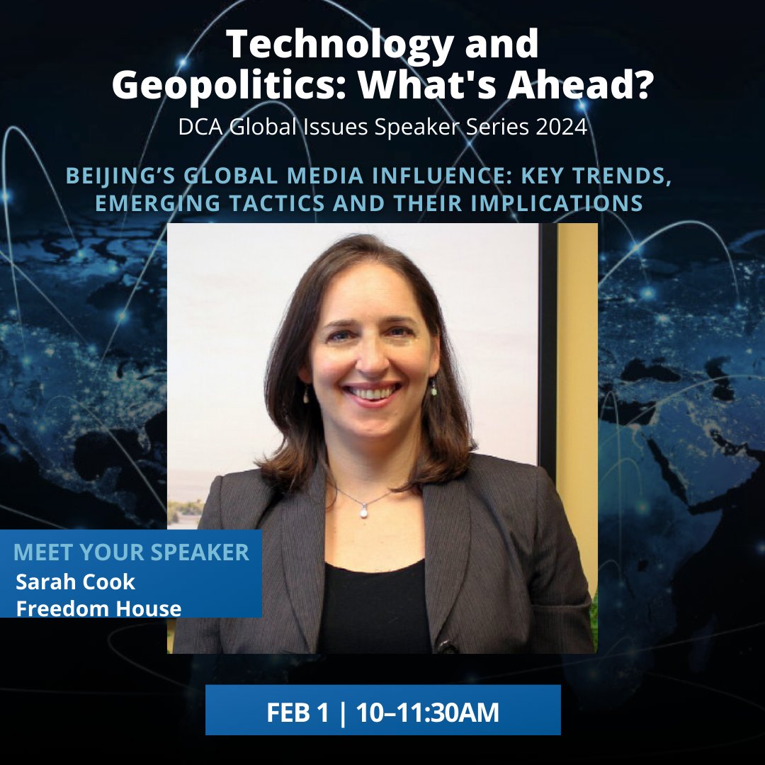 HOW DOES CHINA USE MEDIA TO INFLUENCE AN OUTCOME?

Why should we care?

Learn about the tactics and their implications from a renowned expert.

For more information and to register: bit.ly/4aDe62W

<a href="/dariendca/">Darien DCA</a>
<a href="/TheDarienite/">Darienite</a>
<a href="/DarienTimes/">The Darien Times</a>
<a href="/Sarah_G_Cook/">Sarah Cook</a>