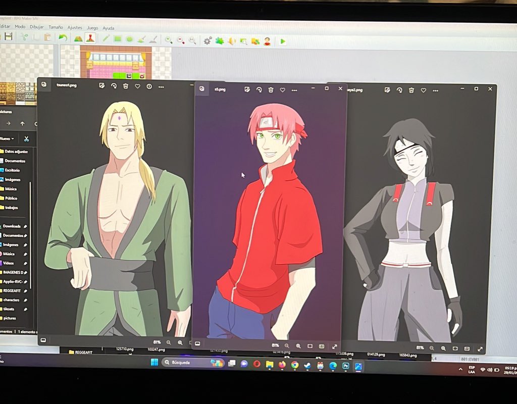 misakeygames's tweet photo. Tsuneo, Sakutaro y Saya 👀 vamos avanzando en el diseño de personajes #SAKURA #TSUNADE #SAI #narutorpg https://t.co/BCnRKdHppb