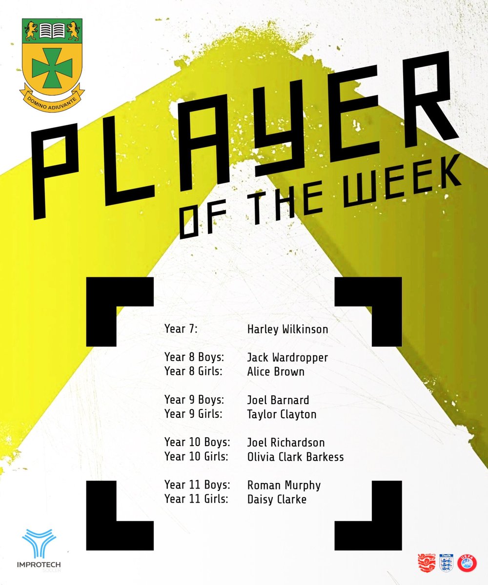 ImprotechElite's tweet photo. Well done to last weeks Elite Academy St Bede’s ‘Player of the Week’ recipients - keep up the hard work everyone.
#improtechsoccer https://t.co/QnOTSv5ccM