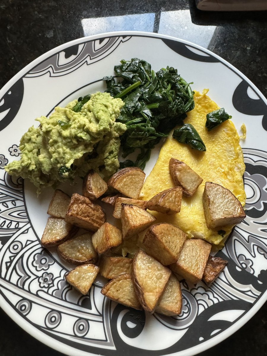 ThroughPush's tweet photo. Trying to increase the potassium in my diet.  Here we have a meal of
2 eggs
1 cup cooked spinach
160 grams of potatoes 
1 medium avocado 
1 tsp of EVOO
It was delicious!! 
#discipline #weightlossjourney #eatforhealth #weightloss https://t.co/7RL5BlENl8