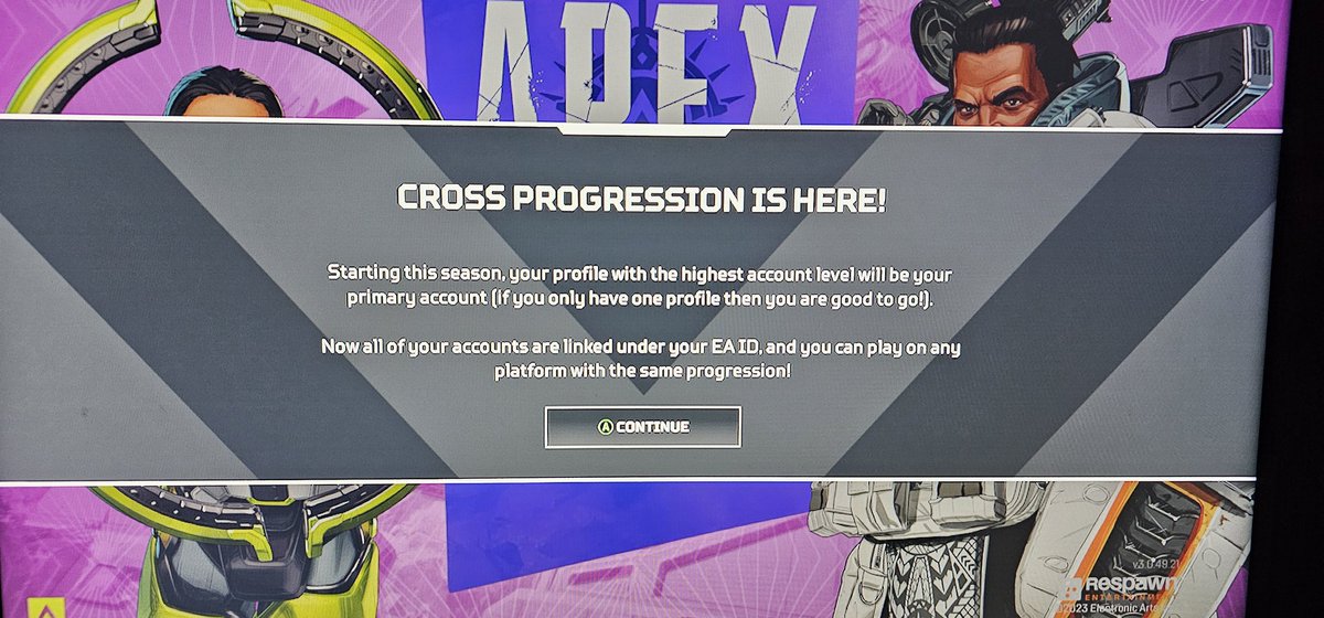 Gucci_Hughes's tweet photo. @Respawn can't play #ApexLegends on Xbox Series S as I'm stuck on this screen! Won't let me press A!! 😠 https://t.co/PNiOYispDh