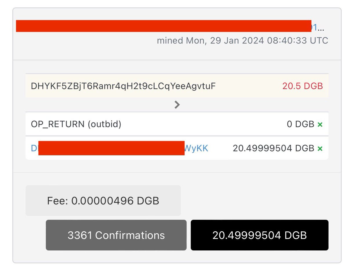ColebrookFrank's tweet photo. #DigiByteAuction system working as expected, a 20.5 DGB transaction returned to the user.
https://t.co/9MoiWjGwjr
#Dgb #DigiByteBlockchain
#DigibytePhysicalCoon https://t.co/qkDEn8aolM