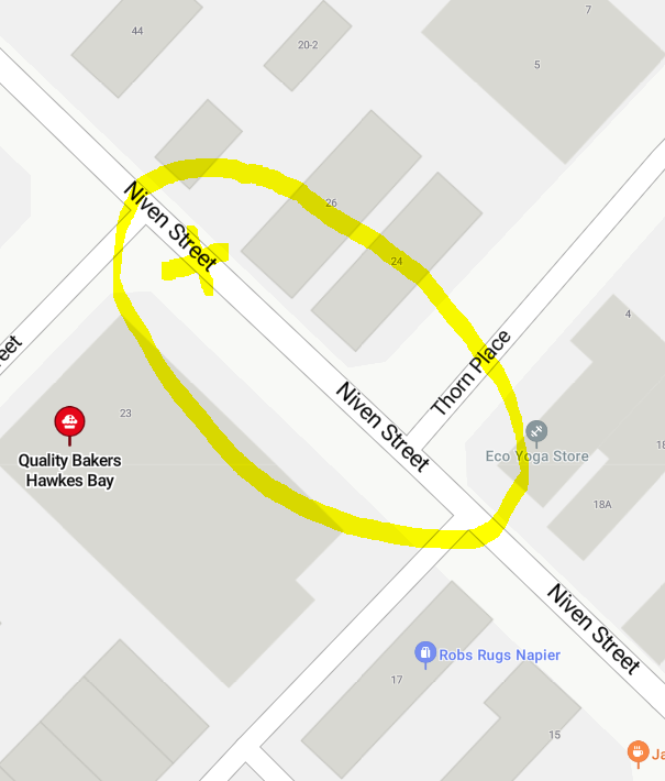 NapierinFrame's tweet image. #3Waters I passed water pouring up around a power pole(?!) in Niven St Onekawa outside Quality Bakers causing surface flooding between Edmunson St &amp;amp; Thorn Place about 10min ago FYI @chrishydejourno @HawkesBayToday