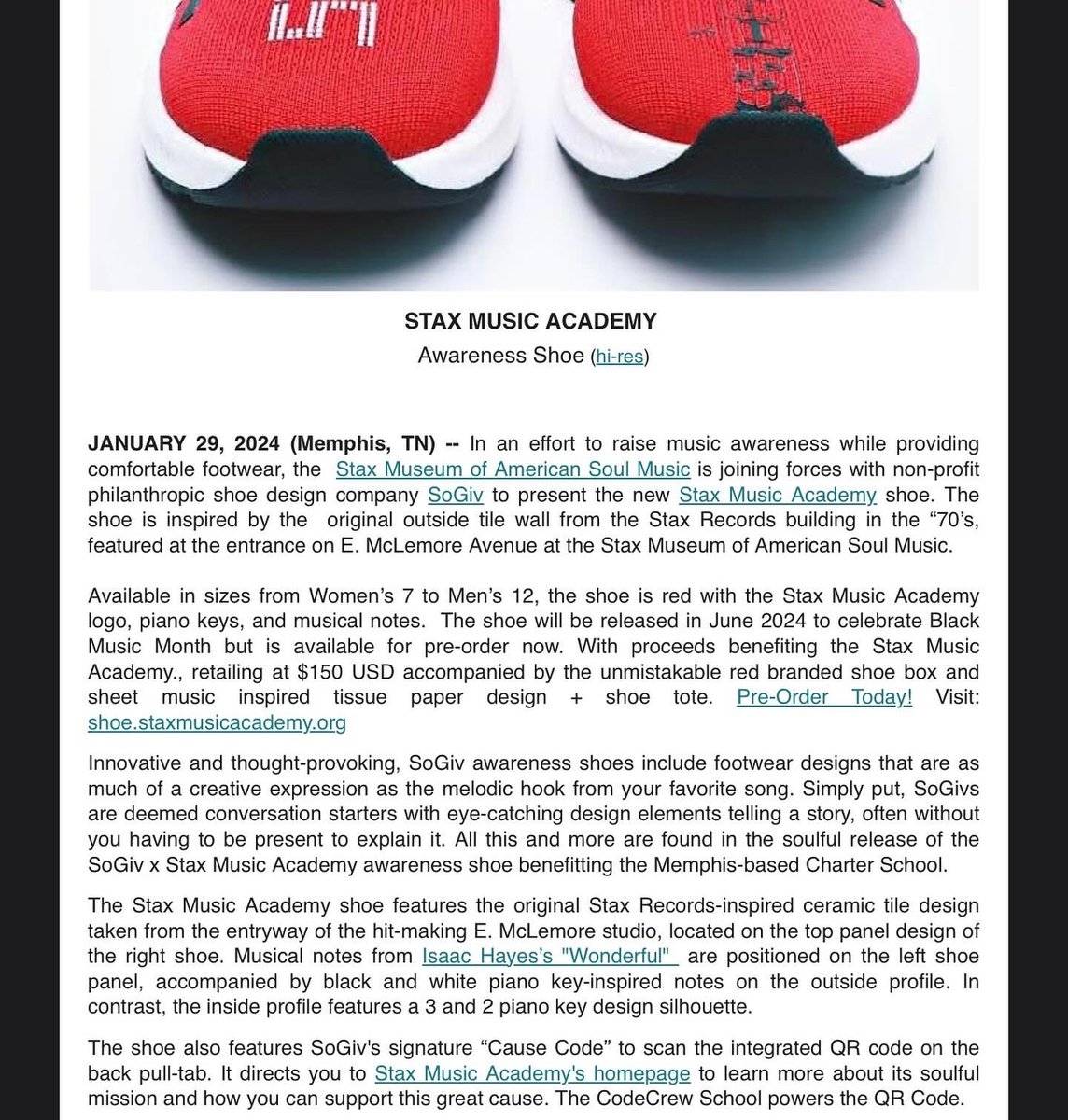 EdwardBogard's tweet photo. FOR IMMEDIATE RELEASE: 👟🎹💿 

SoGiv x Stax Music Academy Awareness Shoe

#SoGiv #Stax #Music #Academy #Awareness #Shoe #UnboxingSoulMusic

🔗 
https://t.co/qfLndS1Sc8 https://t.co/YZ7hhMQvxN
