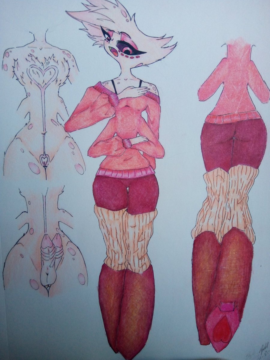 GonkilluAddict's tweet photo. Hi guys! I've been watching Hazbin Hotel and I'm OBSESSED, had to draw my baby, I hc him to be able to switch gender... So I drew both!!! 

#HazbinHotel #angeldust #angeldustxhusk #art #fanart https://t.co/wJL5YguyMJ