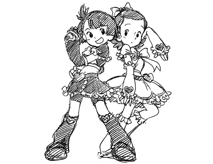 #女の子二人のイラストを貼る見た人もやる 
