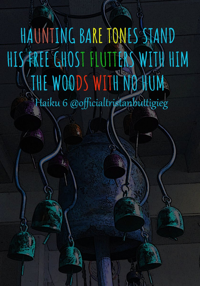Haunting Bare Tones Stand🎵🍃
His Free Ghost Flutters With Him👻
The Woods With No Hum🌳🪵🌳
----------------------------------------
© Haiku 6: Page 68 of “Have Nine Lives”

#poetry  #bookpromos #debutbook #debutpoetrybook #follow #supportpage #creativewriting #writersoftwitter