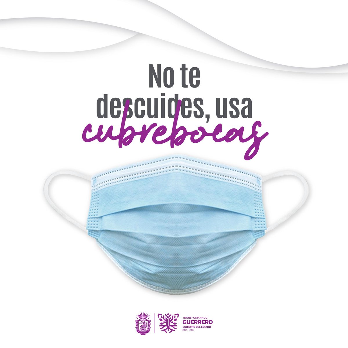 GuerreroComSoc's tweet photo. Sigue utilizando cubrebocas y protege a tu familia, retíralo únicamente al consumir alimentos, evita el saludo de mano o de beso y cúbrete al toser o estornudar.
#NoTeDescuides. https://t.co/gQQyxYf0UR