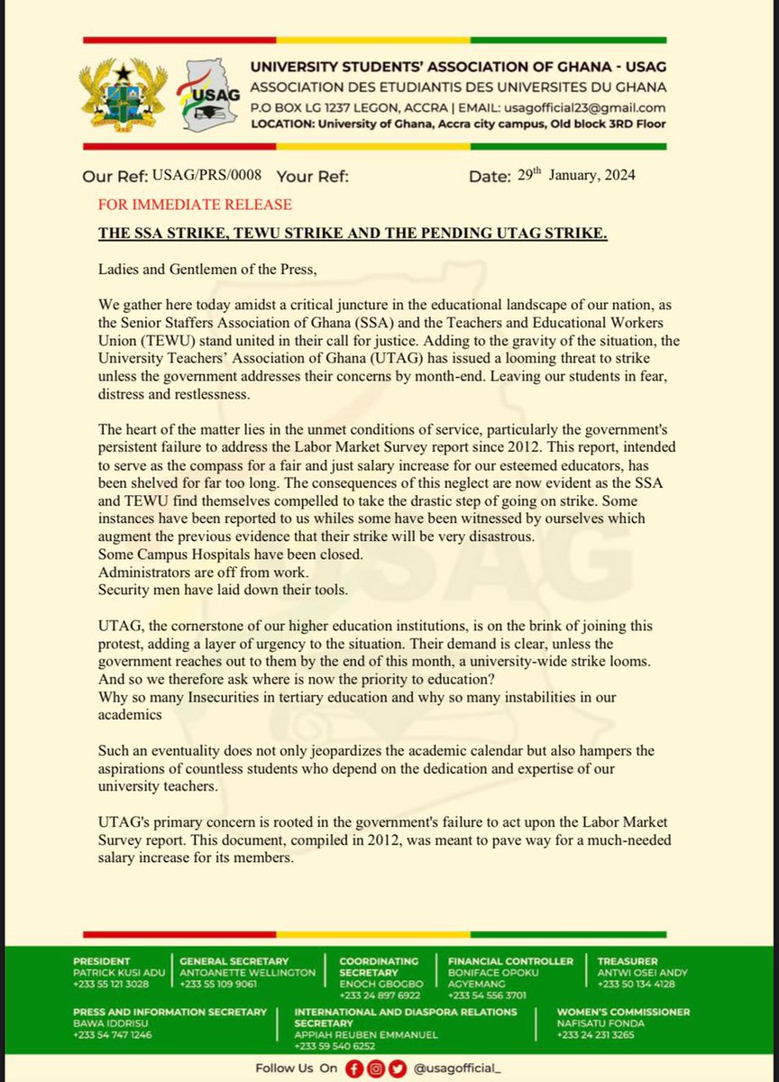 ODSthebeliever's tweet photo. Dear University students, USAG has got your back covered.
@USAGOFFICIAL
@BAWAIDDRISU
@PatrickAdu https://t.co/tfMV2FGA1B