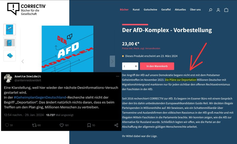 jannibal_'s tweet image. Hallo @antennedowideit, hallo @correctiv_org. Sie werfen uns @niusde_ vor, wir seien eine »Desinformationsplattform« und diskreditieren jede Art von kritischen Berichterstattung zu Ihrer Geheimplan-Recherche. Ferner behaupten Sie, Sie selbst hätten das Wort »Deportationen« nie