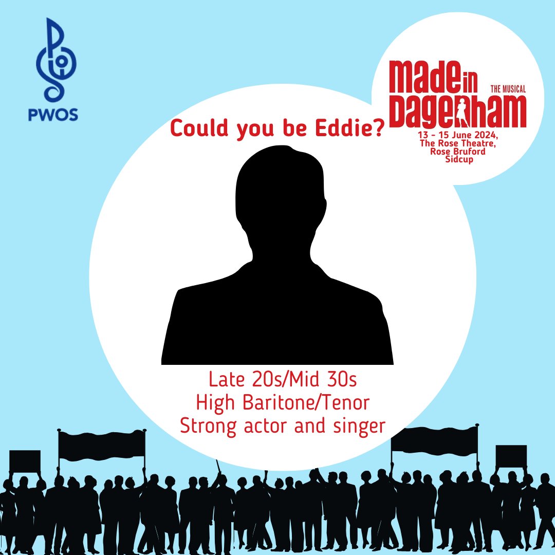 Could you be our Eddie? We're on the hunt for Eddie, a strong actor and singer who can play this confused but ultimately gentle man. 

📧Email pwosdigital@gmail.com for audition info! 

#Amdram #MusicalTheatre #Kent #BeckBromFL #Bromley