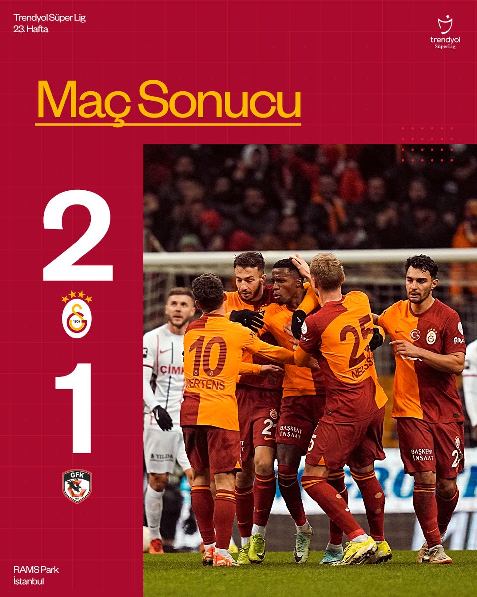 EVİMİZDE 3 PUAN BİZİM! 💪🙌

Maç sonucu: Galatasaray 2-1 Gaziantep FK 👏

#GSvGFK