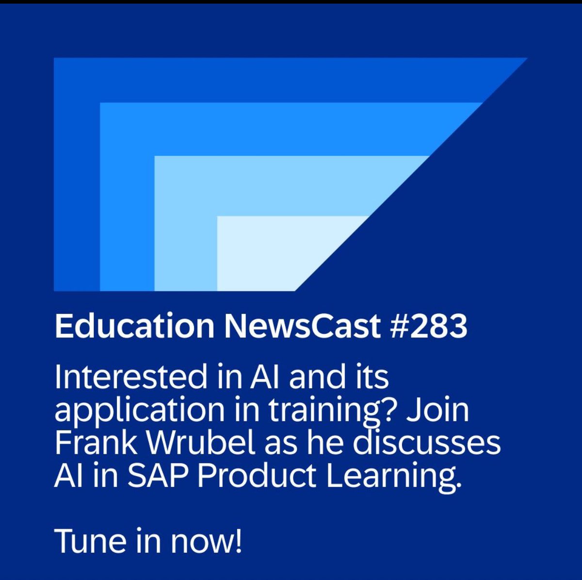 ThomasJenewein's tweet photo. New Podcast: Artificial Intelligence at SAP Product Learning with Frank Wrubel 
🎙️openSAP https://t.co/mBwwokSd7P 
It's again all things AI - this time with focus on learning content design and production. #ai #education #training https://t.co/frby1Fo6S5